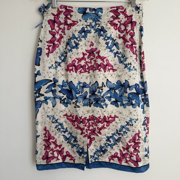 Paul Smith Blue Novelty Print Butterfly 100% Silk Pencil Midi Skirt US 10/UK14 - Picture 4 of 8